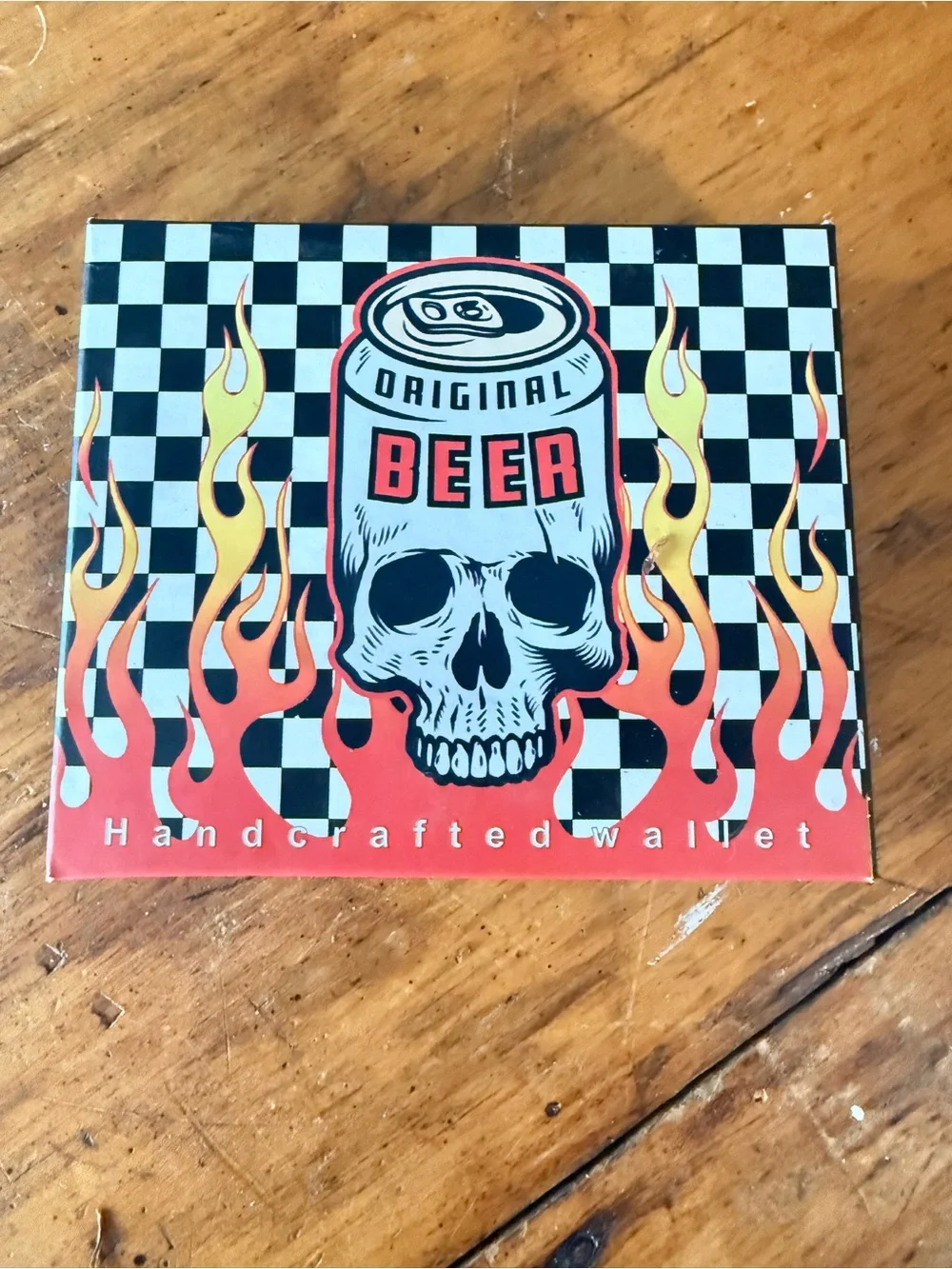 Beer Skull Vegan Leather Wallet Black Bi Fold